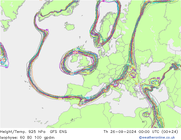 Height/Temp. 925 hPa GFS ENS czw. 26.09.2024 00 UTC