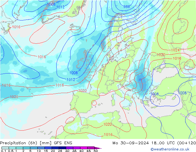 Nied. akkumuliert (6Std) GFS ENS Mo 30.09.2024 00 UTC