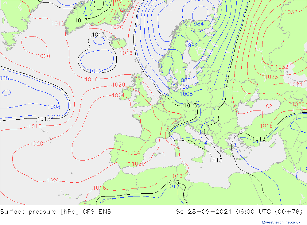 ciśnienie GFS ENS so. 28.09.2024 06 UTC