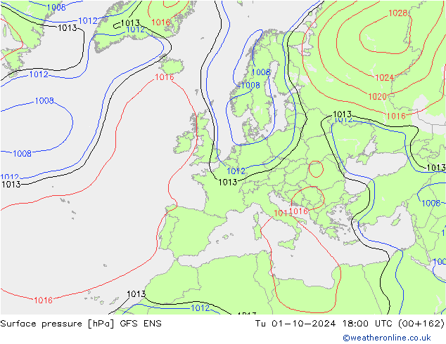 Surface pressure GFS ENS Tu 01.10.2024 18 UTC