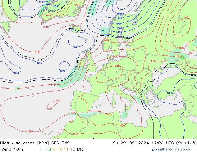 High wind areas GFS ENS Dom 29.09.2024 12 UTC