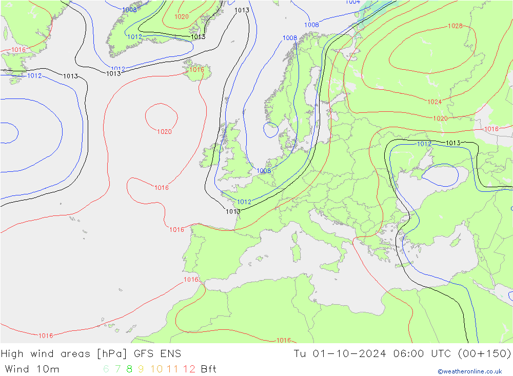 High wind areas GFS ENS mar 01.10.2024 06 UTC