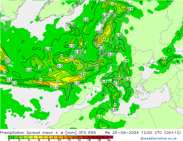 Yağış Spread GFS ENS Çar 25.09.2024 12 UTC