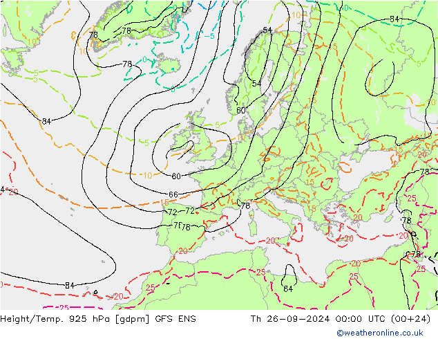 Height/Temp. 925 hPa GFS ENS Th 26.09.2024 00 UTC