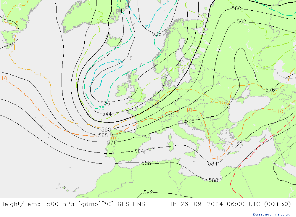 Height/Temp. 500 hPa GFS ENS Th 26.09.2024 06 UTC