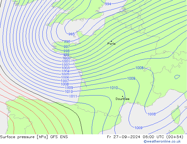 pression de l'air GFS ENS ven 27.09.2024 06 UTC