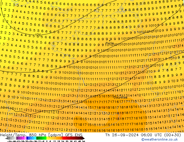 Yükseklik/Sıc. 850 hPa GFS ENS Per 26.09.2024 06 UTC