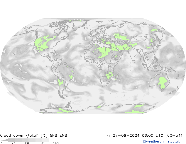 zachmurzenie (suma) GFS ENS pt. 27.09.2024 06 UTC