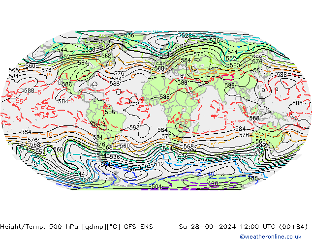 Height/Temp. 500 hPa GFS ENS  28.09.2024 12 UTC