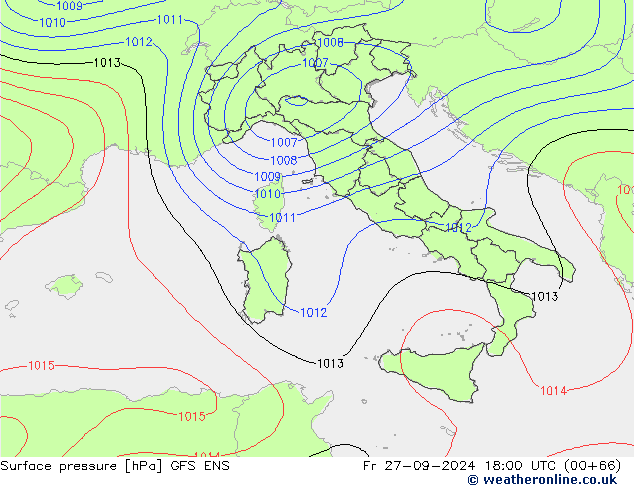 Surface pressure GFS ENS Fr 27.09.2024 18 UTC