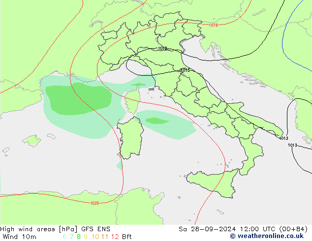 High wind areas GFS ENS sáb 28.09.2024 12 UTC