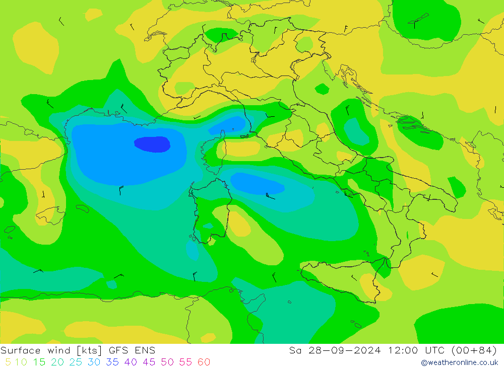 Surface wind GFS ENS Sa 28.09.2024 12 UTC