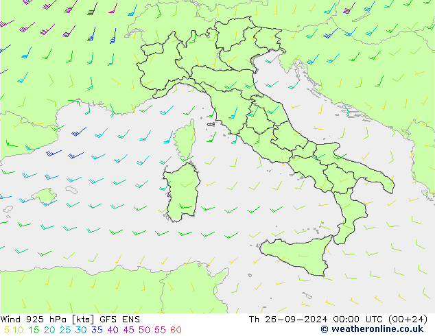 Wind 925 hPa GFS ENS Th 26.09.2024 00 UTC