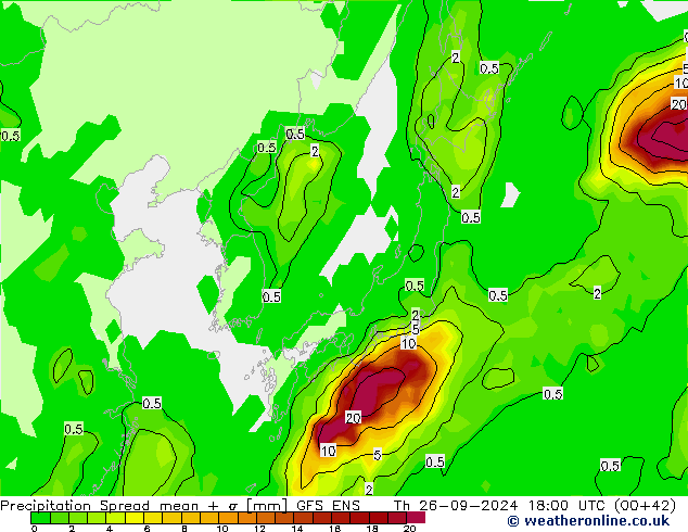 Precipitation Spread GFS ENS Th 26.09.2024 18 UTC