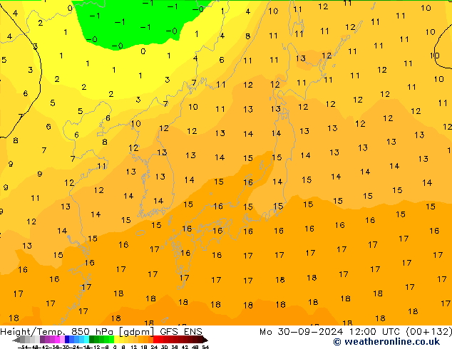 Hoogte/Temp. 850 hPa GFS ENS ma 30.09.2024 12 UTC