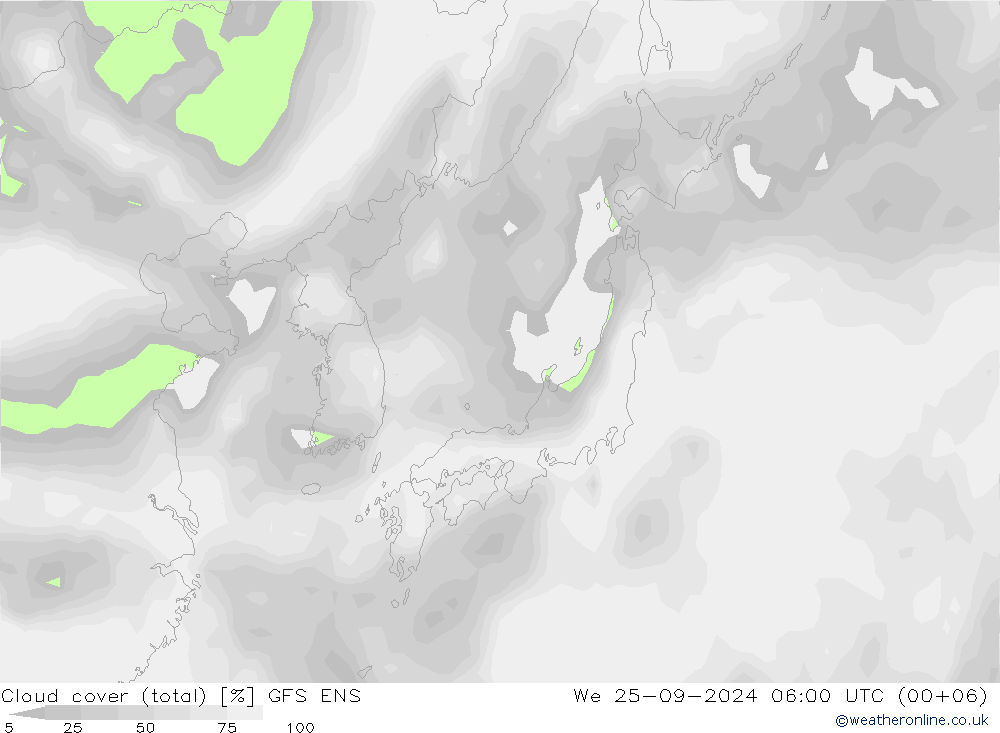 Bulutlar (toplam) GFS ENS Çar 25.09.2024 06 UTC