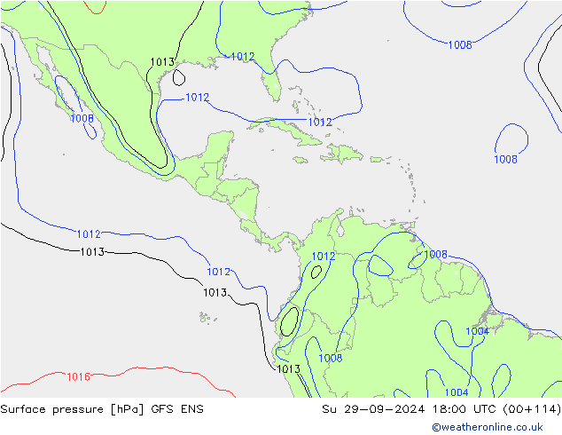 Presión superficial GFS ENS dom 29.09.2024 18 UTC