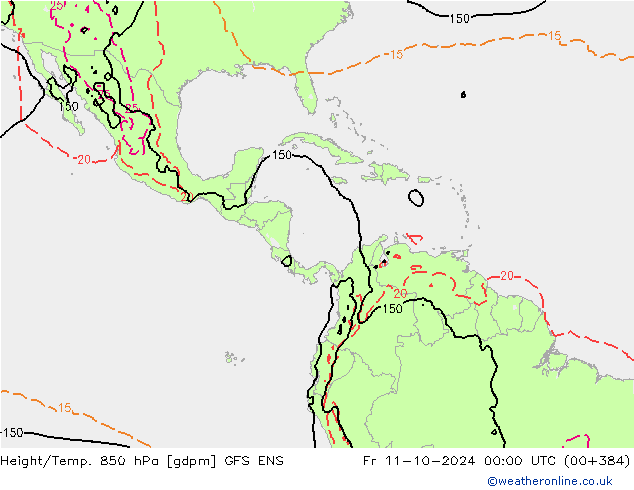 Height/Temp. 850 hPa GFS ENS Fr 11.10.2024 00 UTC
