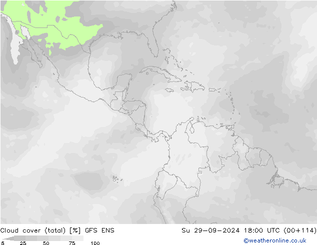 Nuages (total) GFS ENS dim 29.09.2024 18 UTC