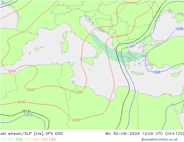 Jet Akımları/SLP GFS ENS Pzt 30.09.2024 12 UTC