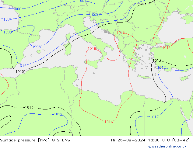 Surface pressure GFS ENS Th 26.09.2024 18 UTC