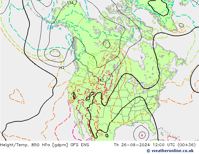 Height/Temp. 850 hPa GFS ENS Th 26.09.2024 12 UTC