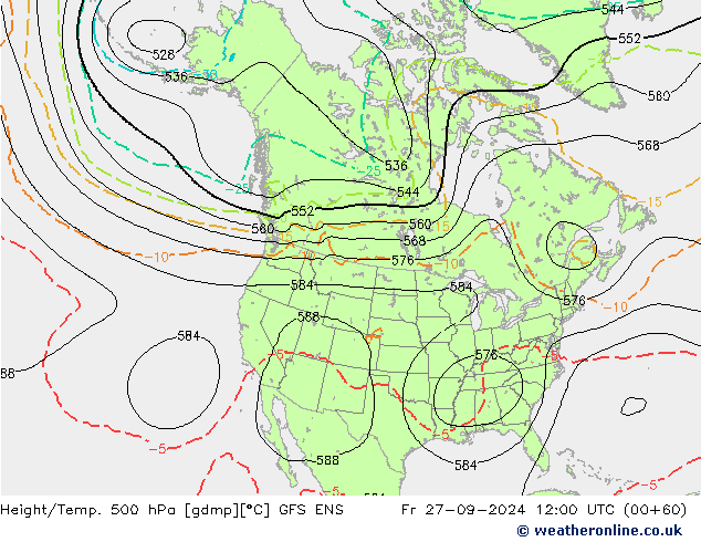 Height/Temp. 500 hPa GFS ENS  27.09.2024 12 UTC