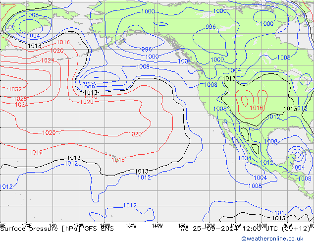 pressão do solo GFS ENS Qua 25.09.2024 12 UTC