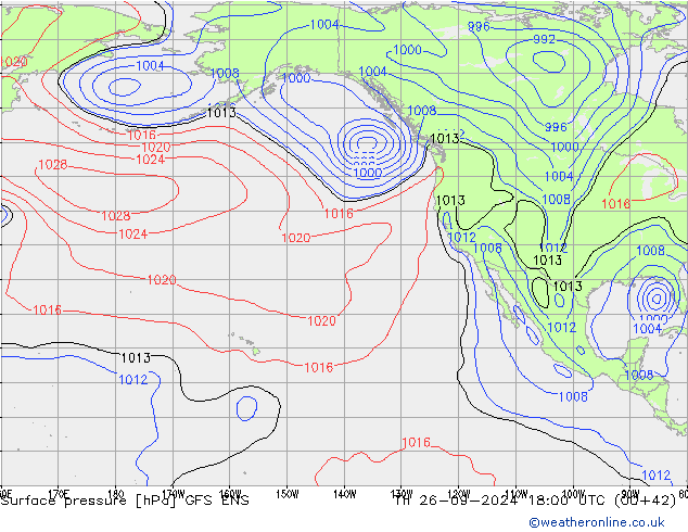 Pressione al suolo GFS ENS gio 26.09.2024 18 UTC