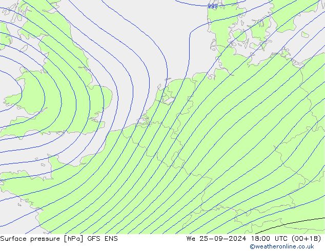 Surface pressure GFS ENS We 25.09.2024 18 UTC