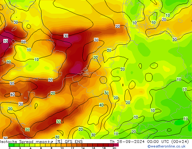 Isotachs Spread GFS ENS Th 26.09.2024 00 UTC