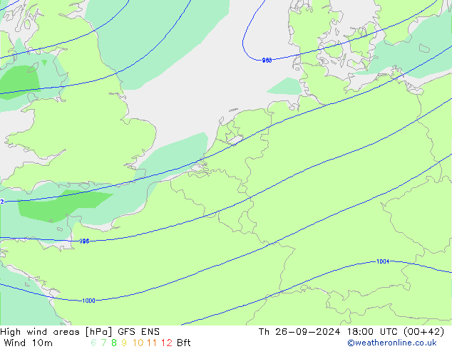 High wind areas GFS ENS Qui 26.09.2024 18 UTC