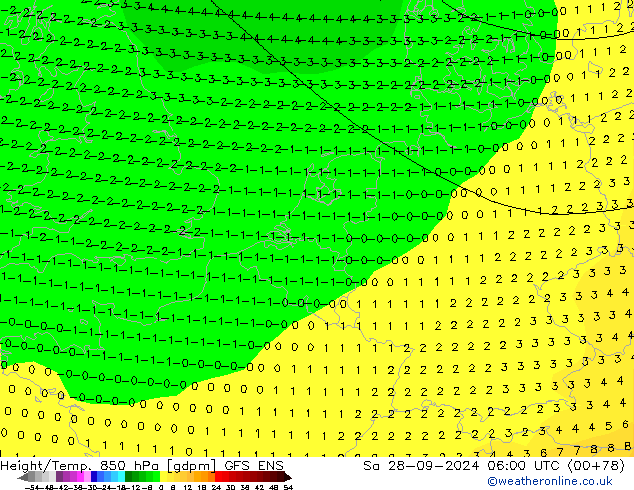 Yükseklik/Sıc. 850 hPa GFS ENS Cts 28.09.2024 06 UTC