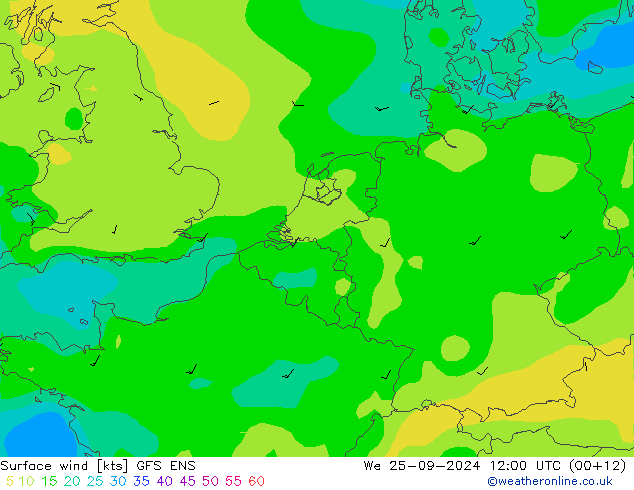 Wind 10 m GFS ENS wo 25.09.2024 12 UTC