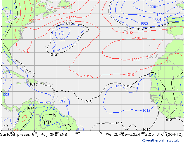 Surface pressure GFS ENS We 25.09.2024 12 UTC