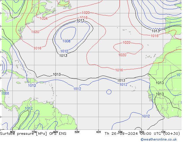 Presión superficial GFS ENS jue 26.09.2024 06 UTC