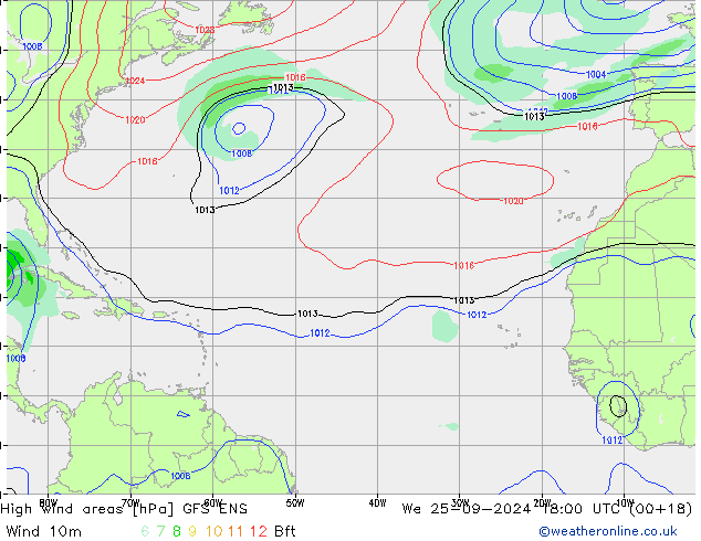 High wind areas GFS ENS ср 25.09.2024 18 UTC