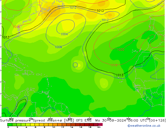 Atmosférický tlak Spread GFS ENS Po 30.09.2024 06 UTC