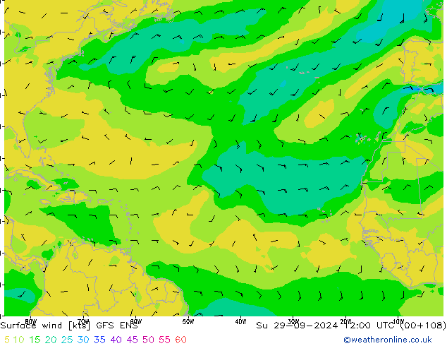 Surface wind GFS ENS Su 29.09.2024 12 UTC