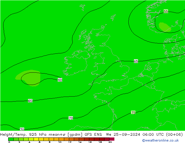 Hoogte/Temp. 925 hPa GFS ENS wo 25.09.2024 06 UTC