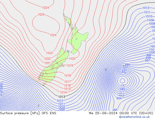 Surface pressure GFS ENS We 25.09.2024 00 UTC