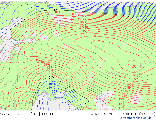 Surface pressure GFS ENS Tu 01.10.2024 00 UTC