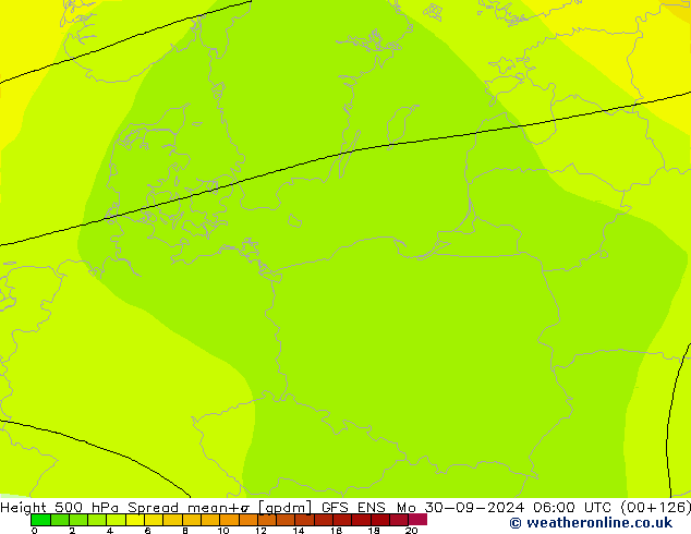 Geop. 500 hPa Spread GFS ENS lun 30.09.2024 06 UTC