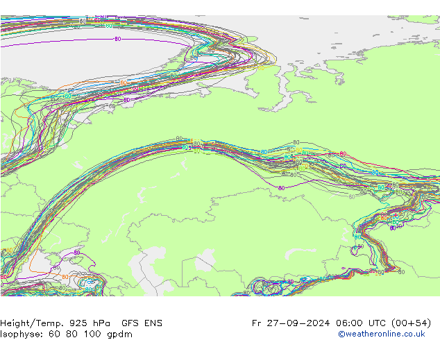 Height/Temp. 925 hPa GFS ENS Fr 27.09.2024 06 UTC