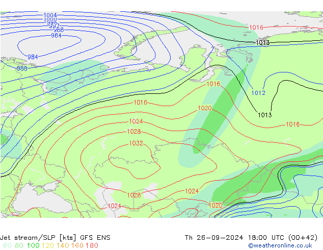 Corrente a getto GFS ENS gio 26.09.2024 18 UTC