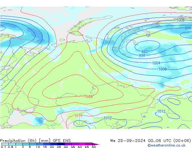 Precipitación (6h) GFS ENS mié 25.09.2024 06 UTC