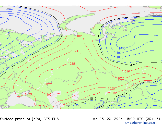 Surface pressure GFS ENS We 25.09.2024 18 UTC