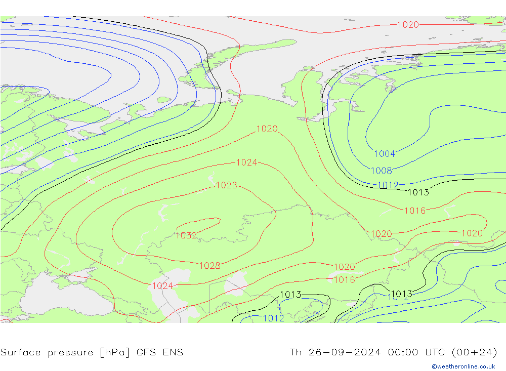 Surface pressure GFS ENS Th 26.09.2024 00 UTC