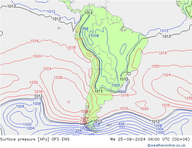 Pressione al suolo GFS ENS mer 25.09.2024 06 UTC