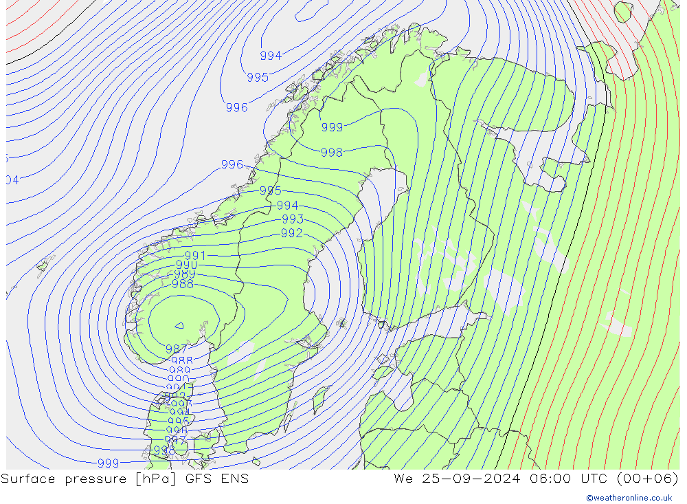 Surface pressure GFS ENS We 25.09.2024 06 UTC